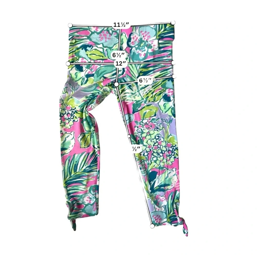 Lilly Pulitzer Maia Tie Hem Crop Leggings Girls Size L Early Bloomer Pink Floral